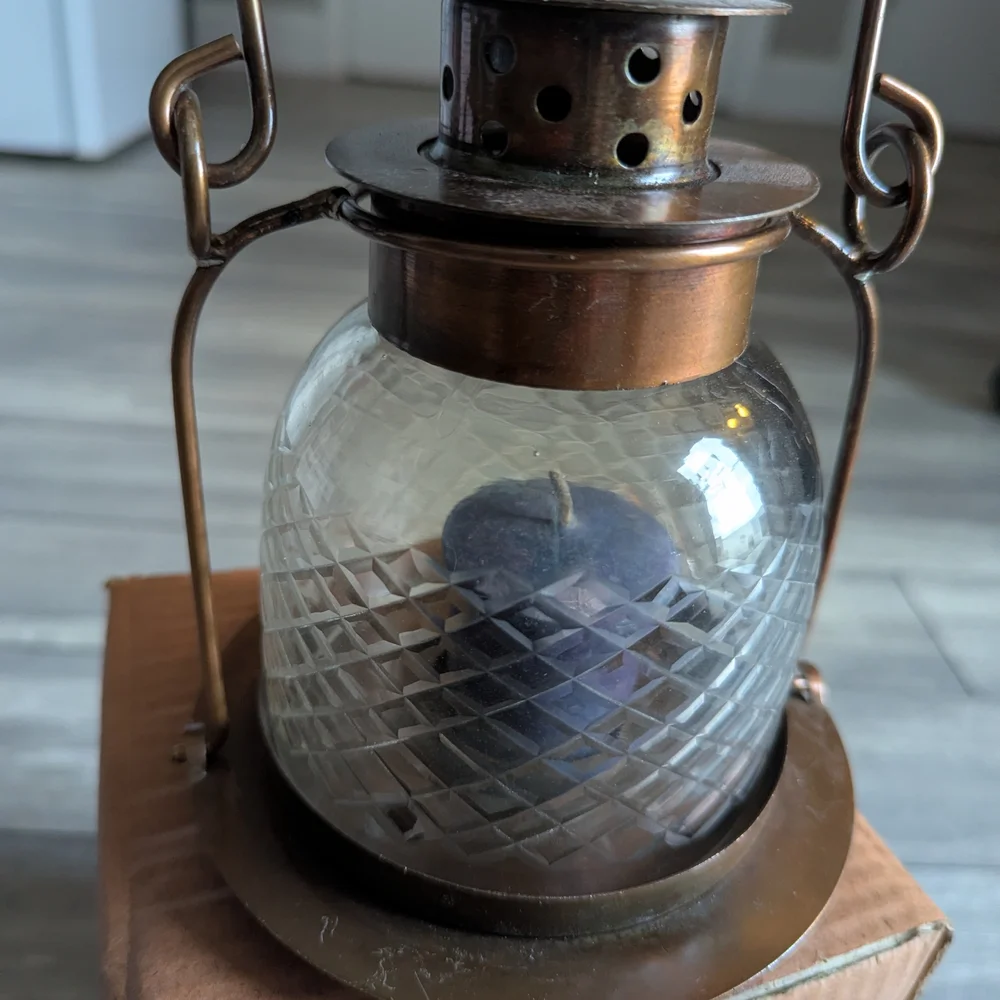 Vintage Boutique Bronze and Clear Glass Lantern
